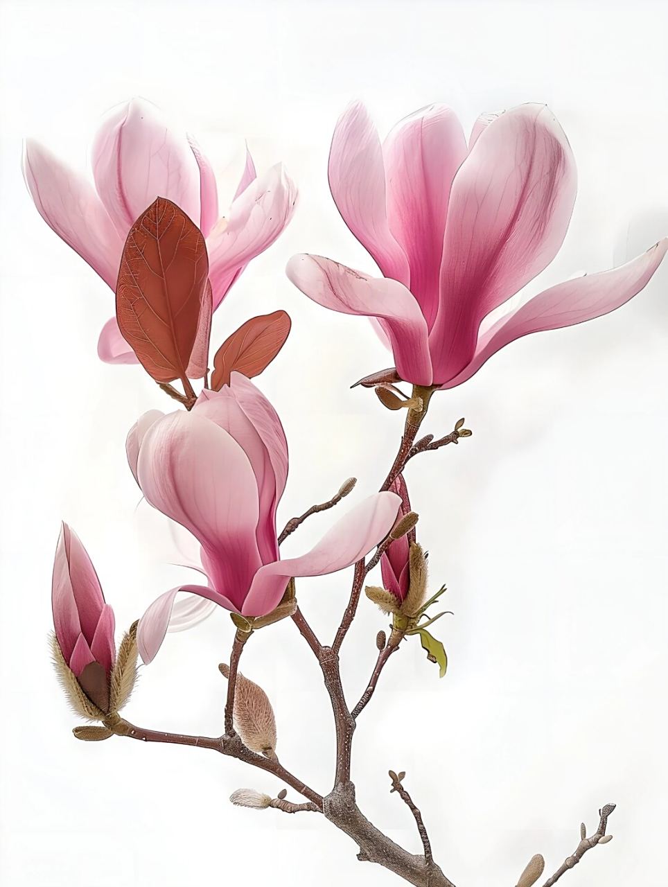 玉兰枝头,花朵簇簇,淡雅清新,宛如雪后初晴的美景