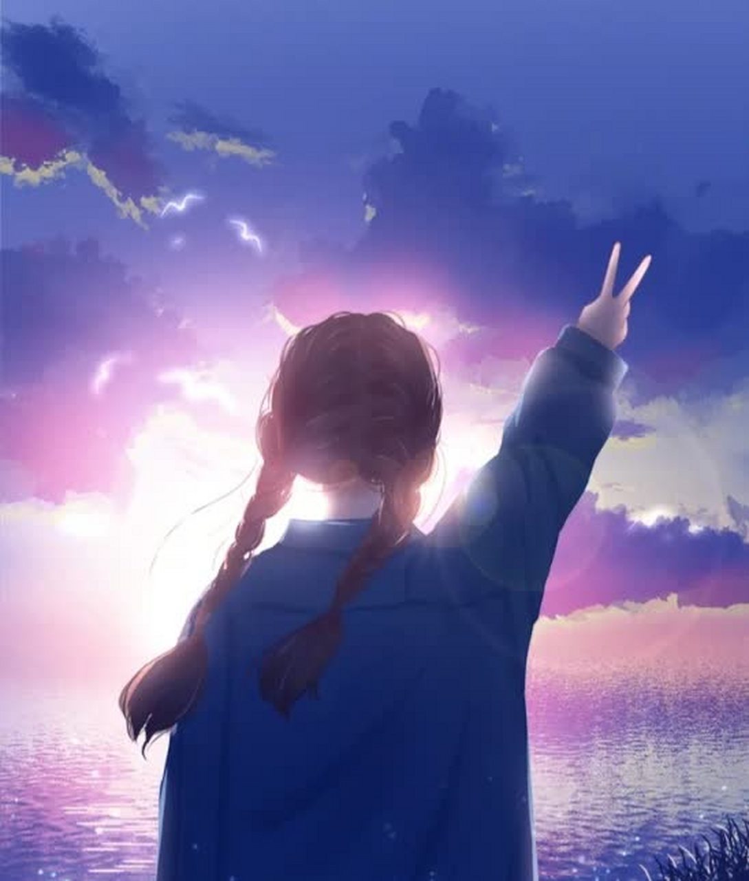 动漫唯美背影插画