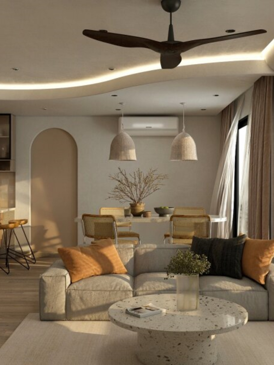 连吊顶都凹s型曲线,玄关走廊如此浪漫  走进家门,首先映入眼帘的便是