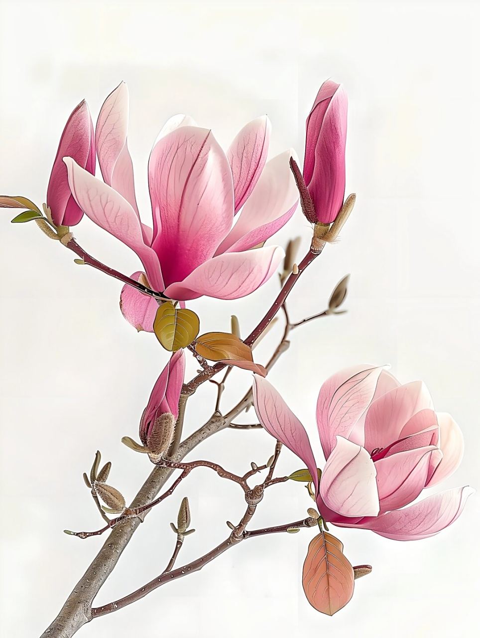 玉兰枝头,花朵簇簇,淡雅清新,宛如雪后初晴的美景