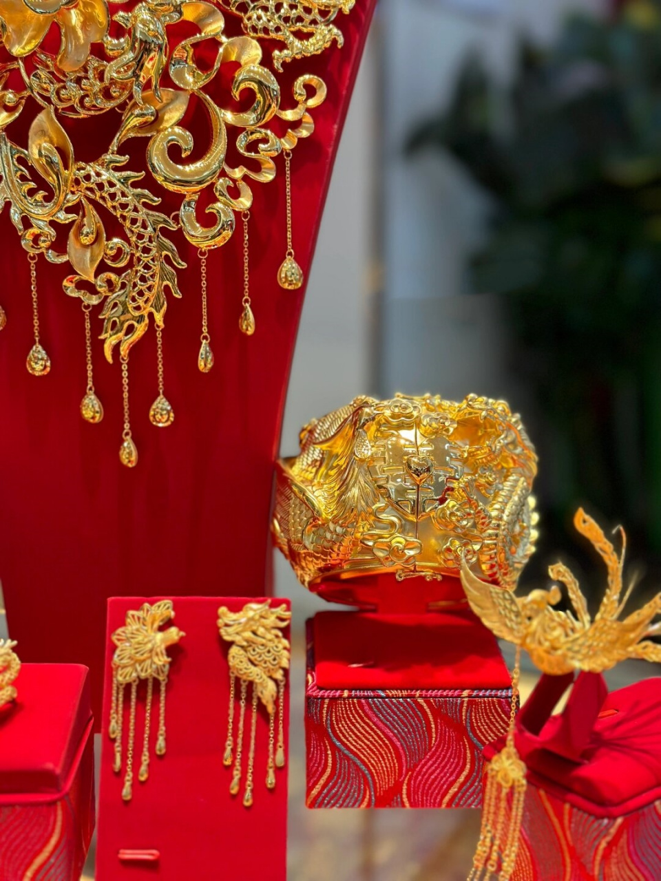 繁花系列黄金首饰  华丽丽的5d无氢硬金龙凤项链,仿佛龙凤呈祥的祥瑞