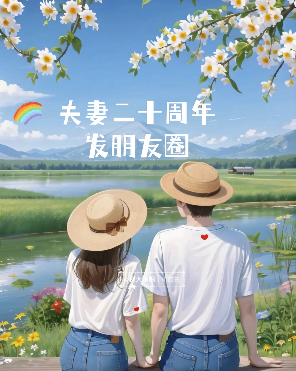 夫妻二十周年发朋友圈  1.二十年风雨同舟,未来继续携手同行.  2.