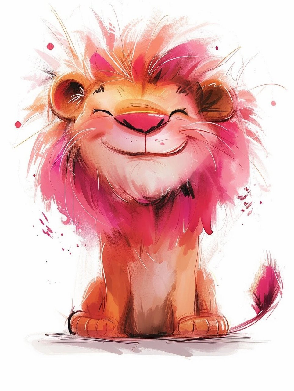 今天无事来画了几张小狮子96 哇,这张粉色小狮子的涂鸦简直是可爱