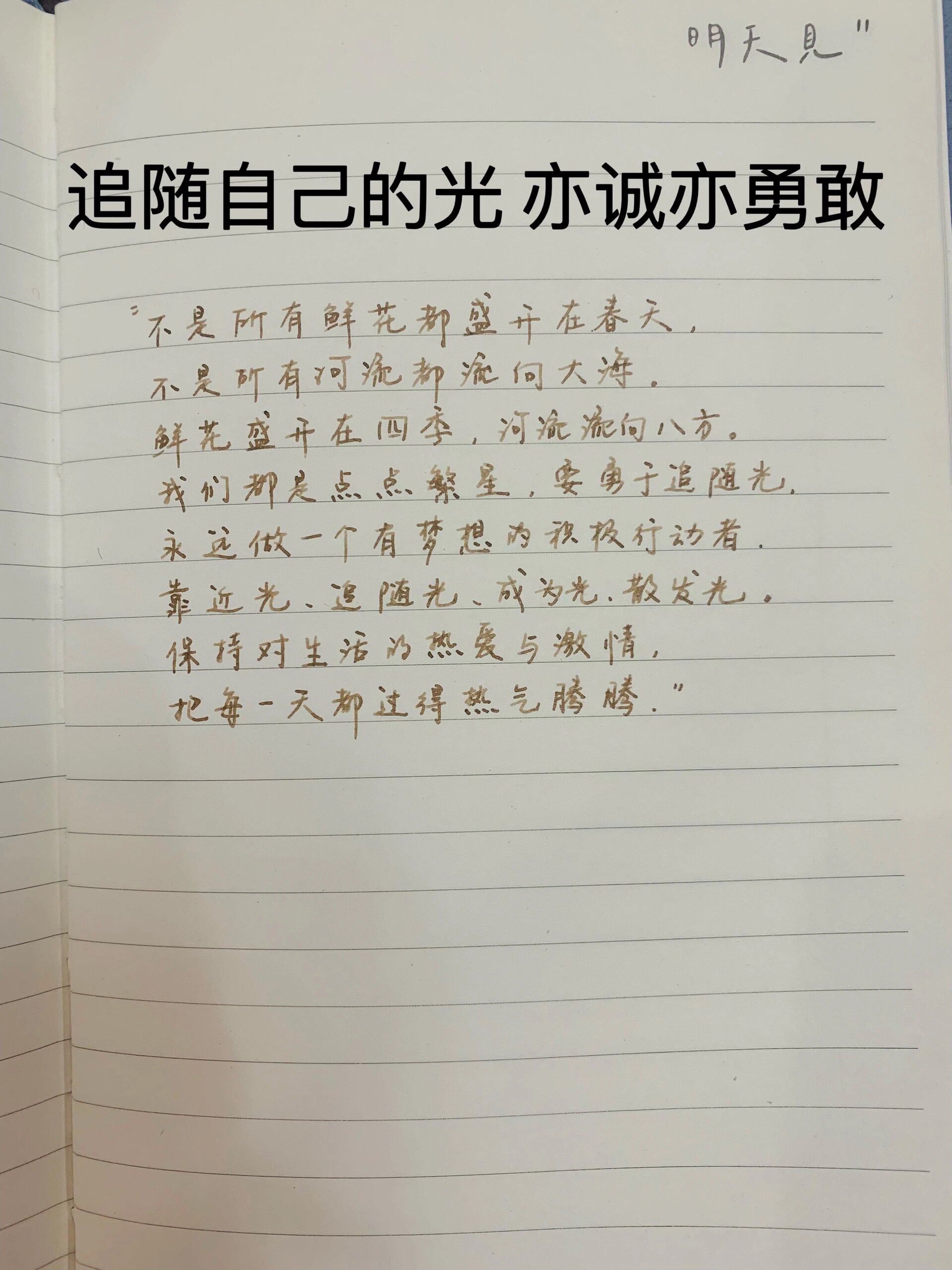 追随自己的光 亦诚亦勇敢 不是所有的鲜花都盛开在春天,不是所有的