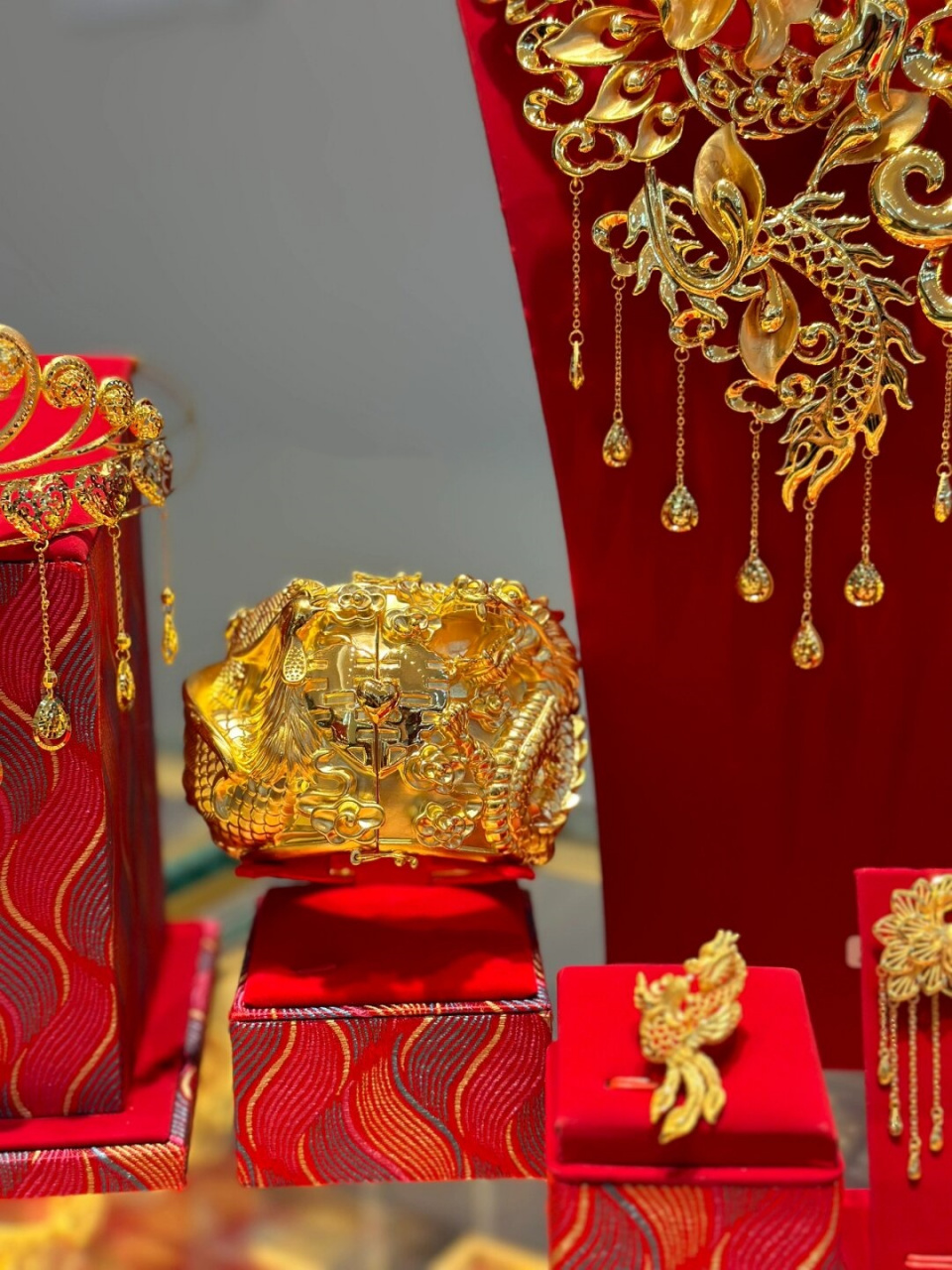 繁花系列黄金首饰  华丽丽的5d无氢硬金龙凤项链,仿佛龙凤呈祥的祥瑞