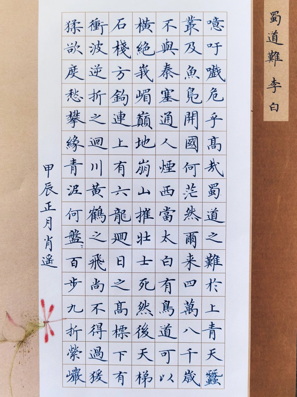 分享我的硬笔楷书作品《蜀道难》.