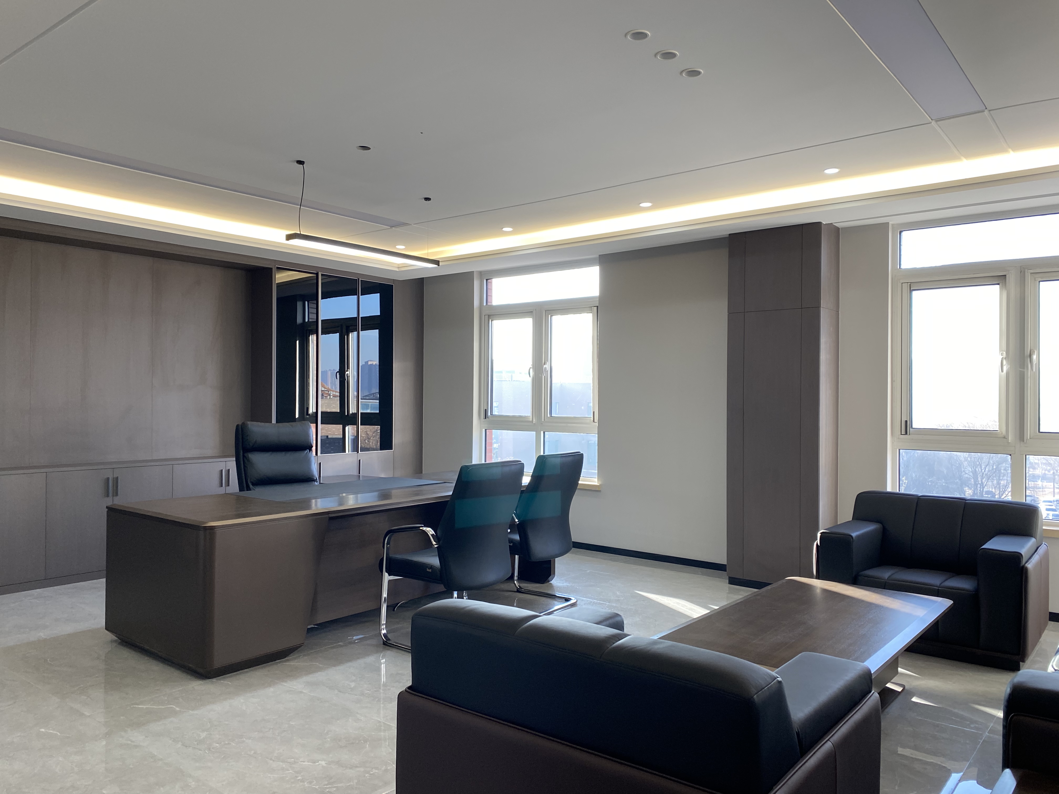 银川装修公司推荐|镹臻装饰|银川中化六建办公楼装修设计落地实景