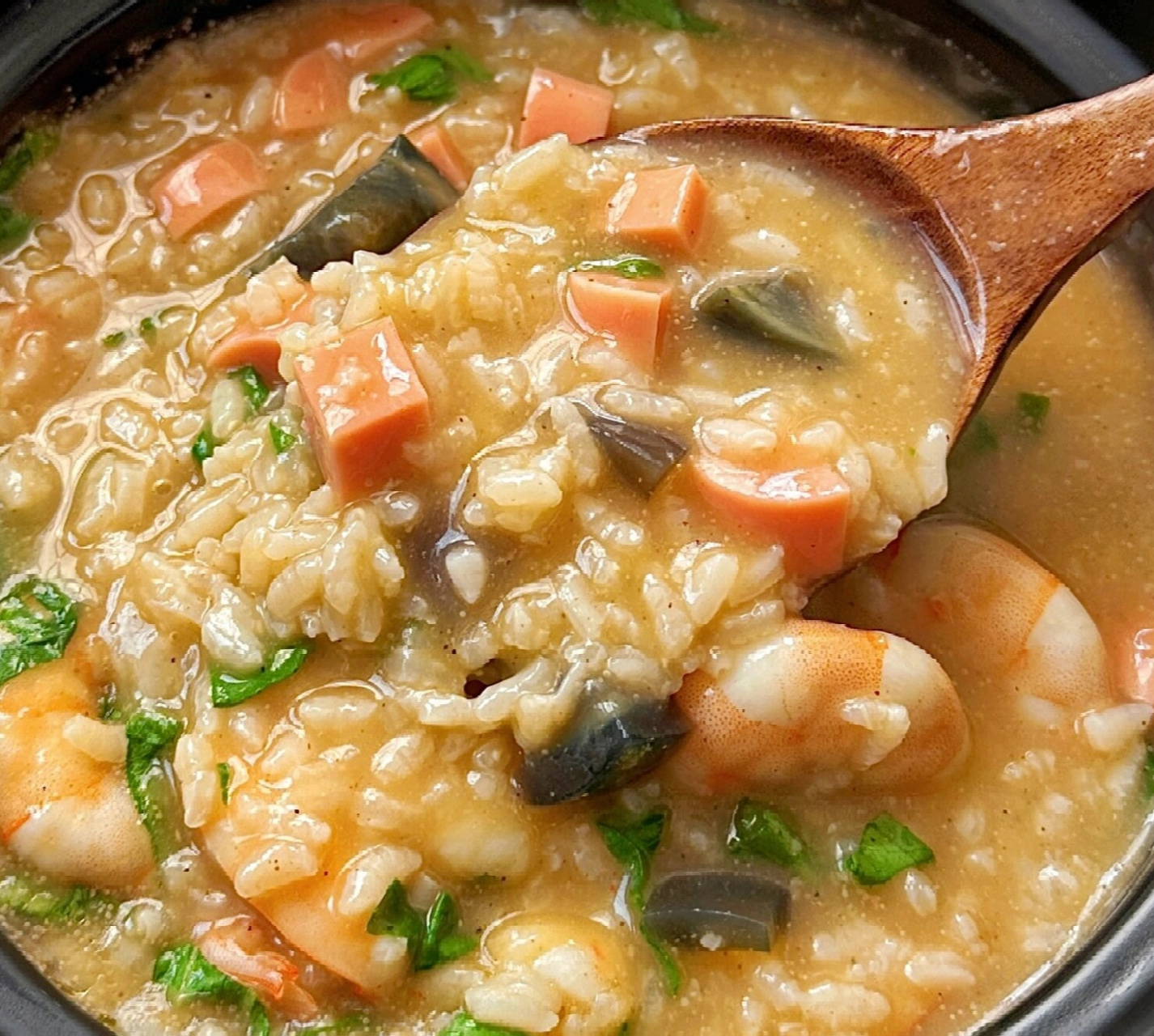 咸香十足!好喝到掉眉毛! 虾仁98,火腿94,皮蛋04…每一口都是料!