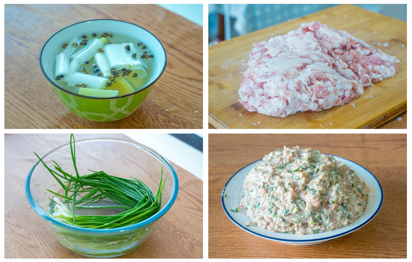 5,现在来做馄饨皮,面粉400克,盐4克,鸡蛋4个,全蛋液和面不是很好揉,先