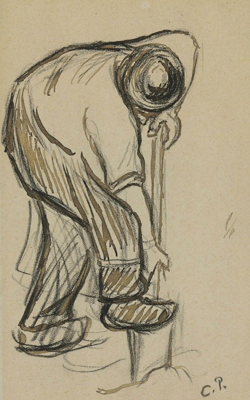 每日世界名画欣赏(82)毕沙罗,素描(上)  看到这幅素描,我真的被惊艳到