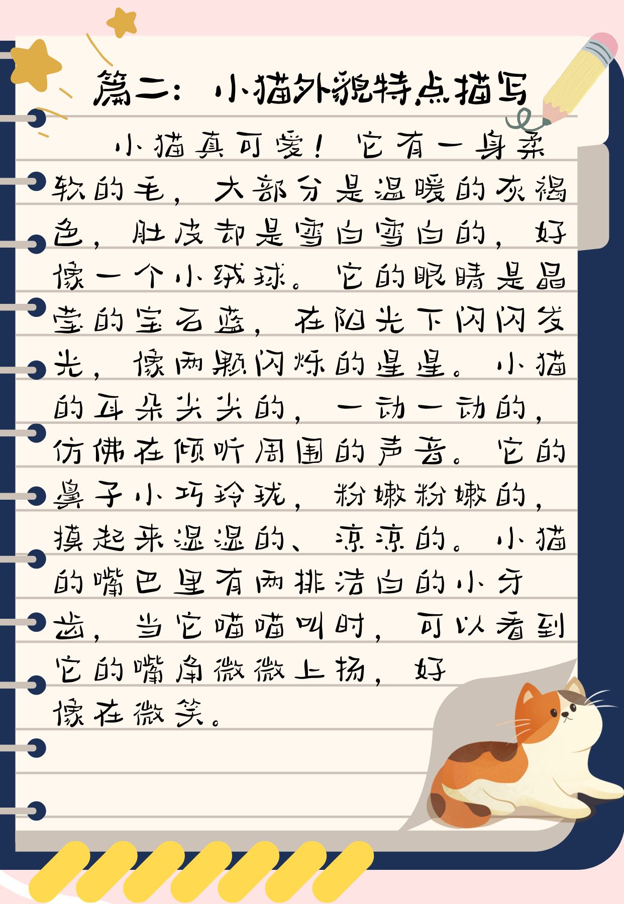 小猫外貌特点三年级