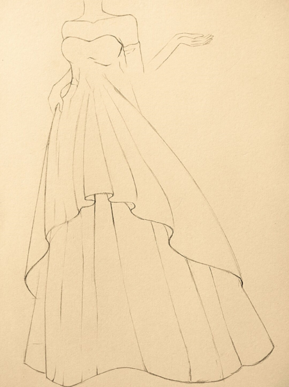 这里有一幅超美的婚纱简笔画教程,非常适合零基础又