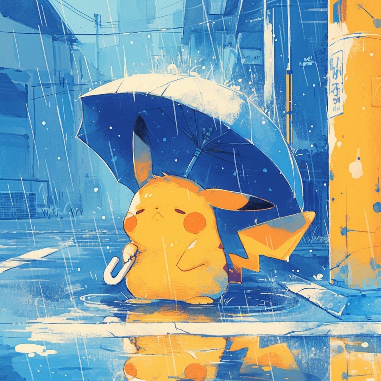 雨中的皮卡丘,小眼神好委屈