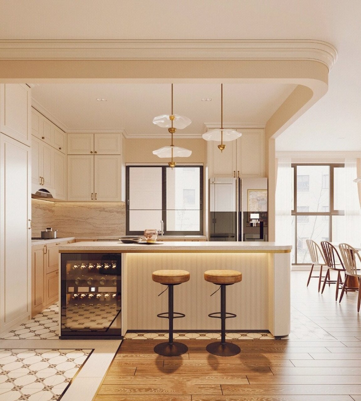 95㎡简约家|半包围厨房 吧台,也太酷了吧  住在这个家真的太酷啦!