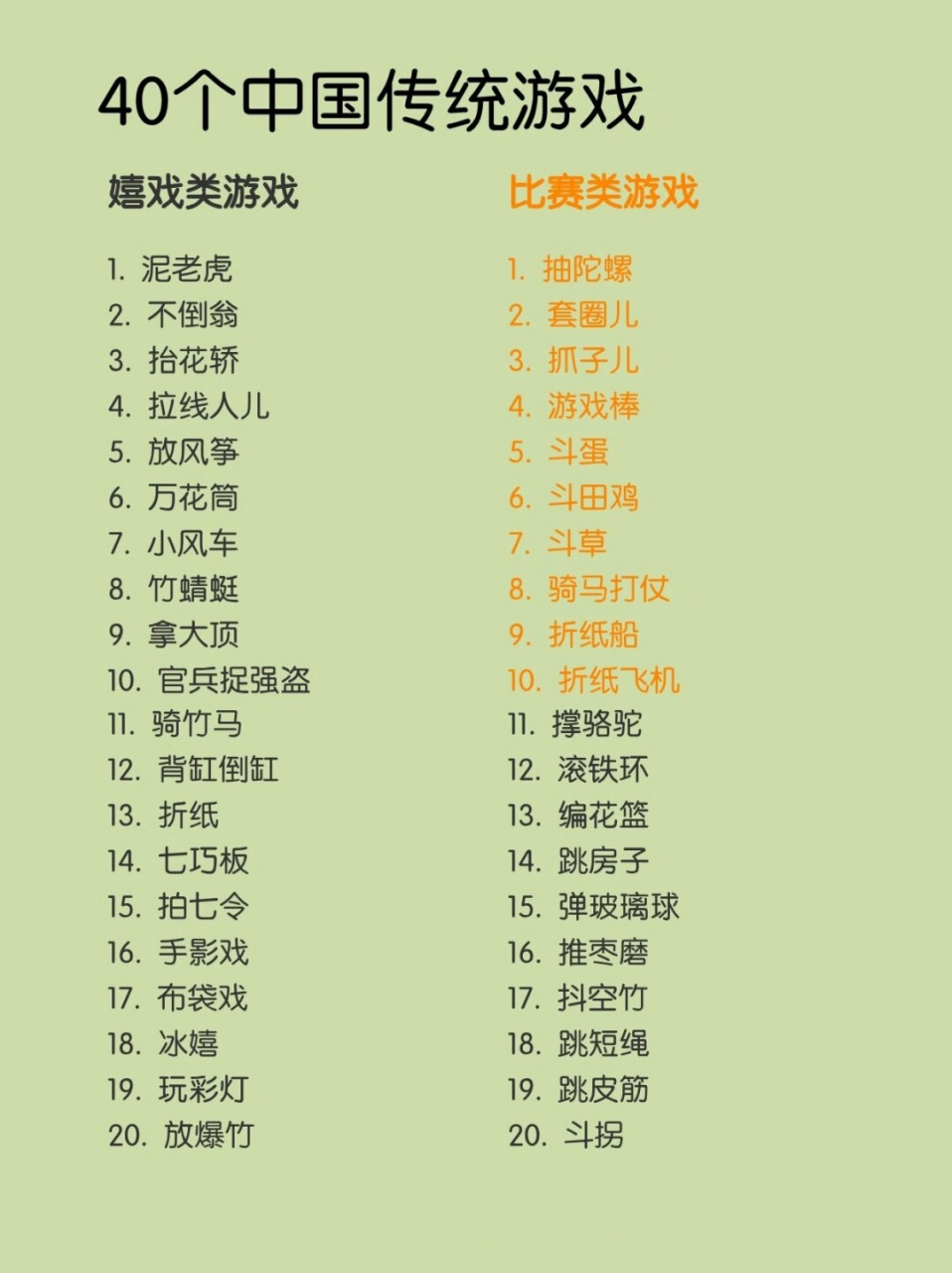 100个传统游戏的名字