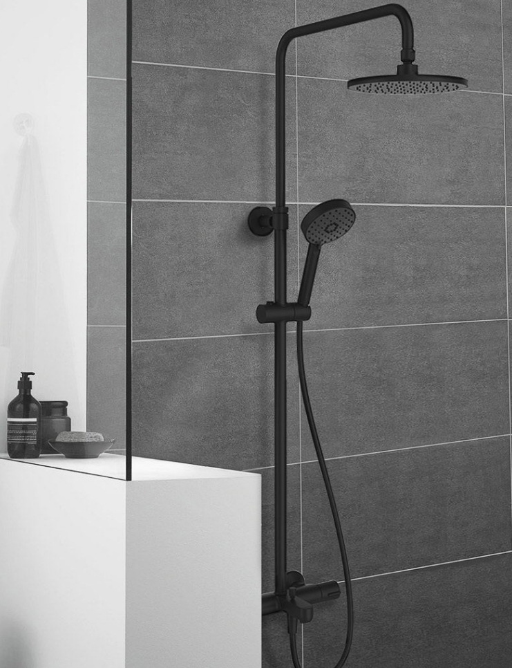 科勒淋浴花洒套装,轻奢原质黑,营造摩登卫浴空间点睛之笔