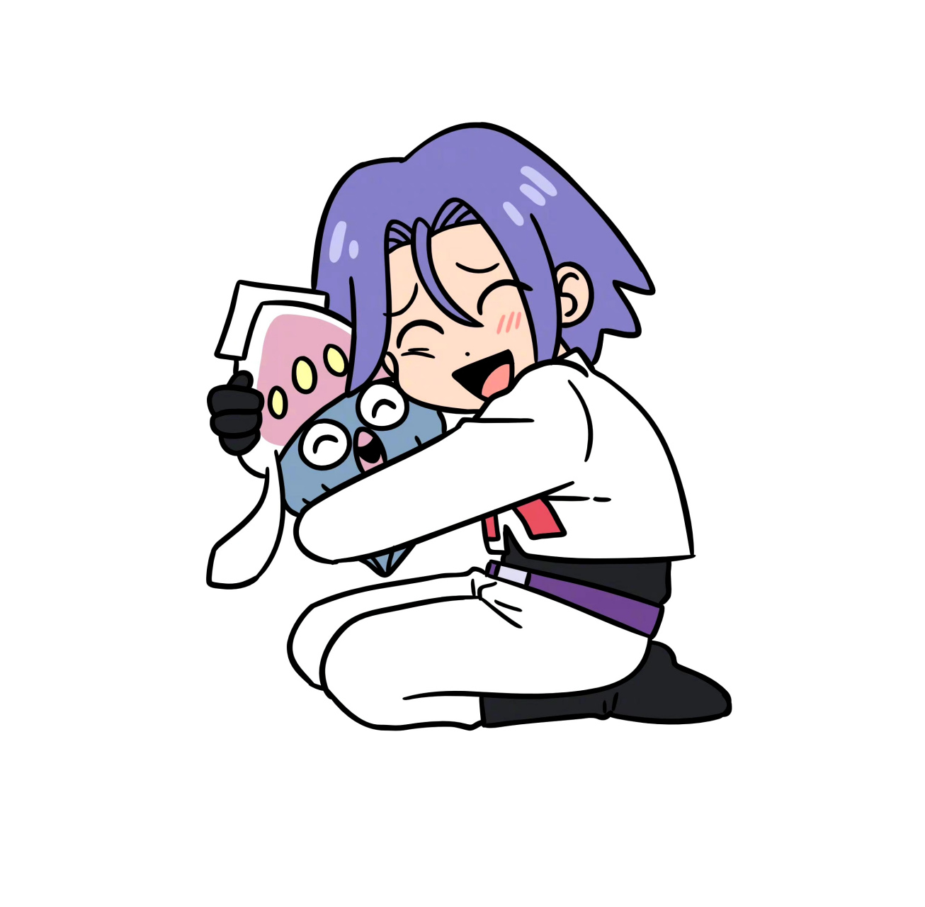 一组精灵宝可梦插画作品欣赏,描绘了武藏小次郎和他们的精灵,人物刻画