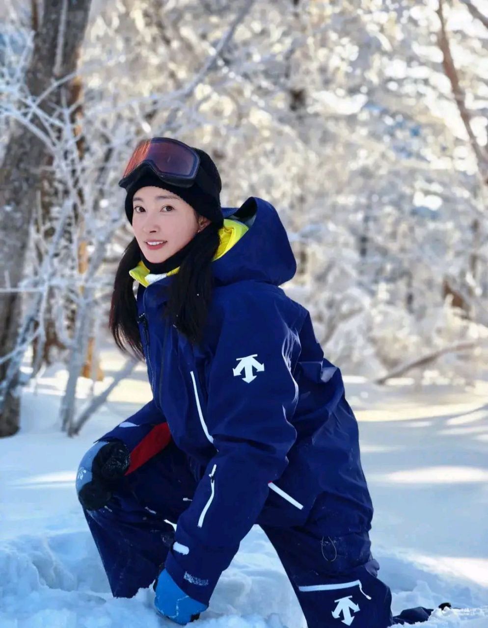 李冰冰的滑雪照,素颜状态太好了,简直少女一般