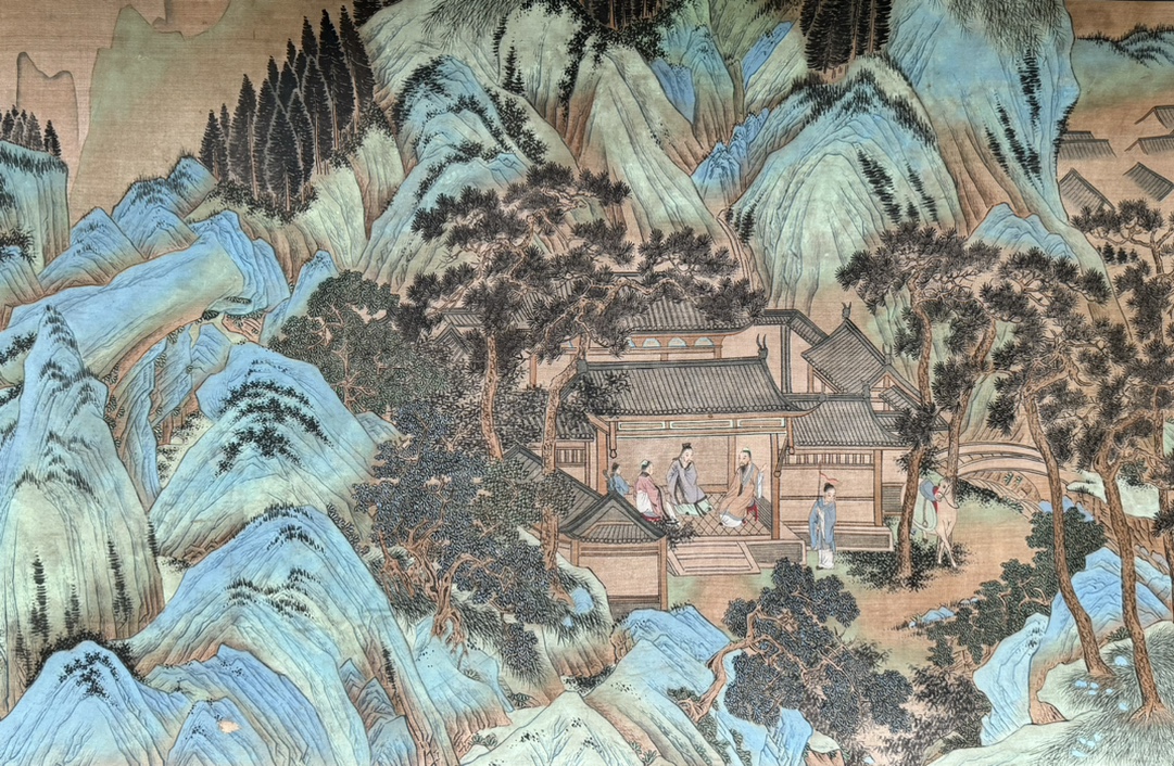 旧藏,明代,仇英精品绢本《子虚上林图》又名《天子狩猎图》