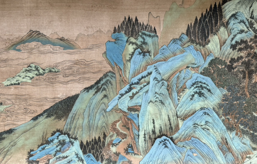 旧藏,明代,仇英精品绢本《子虚上林图》又名《天子狩猎图》