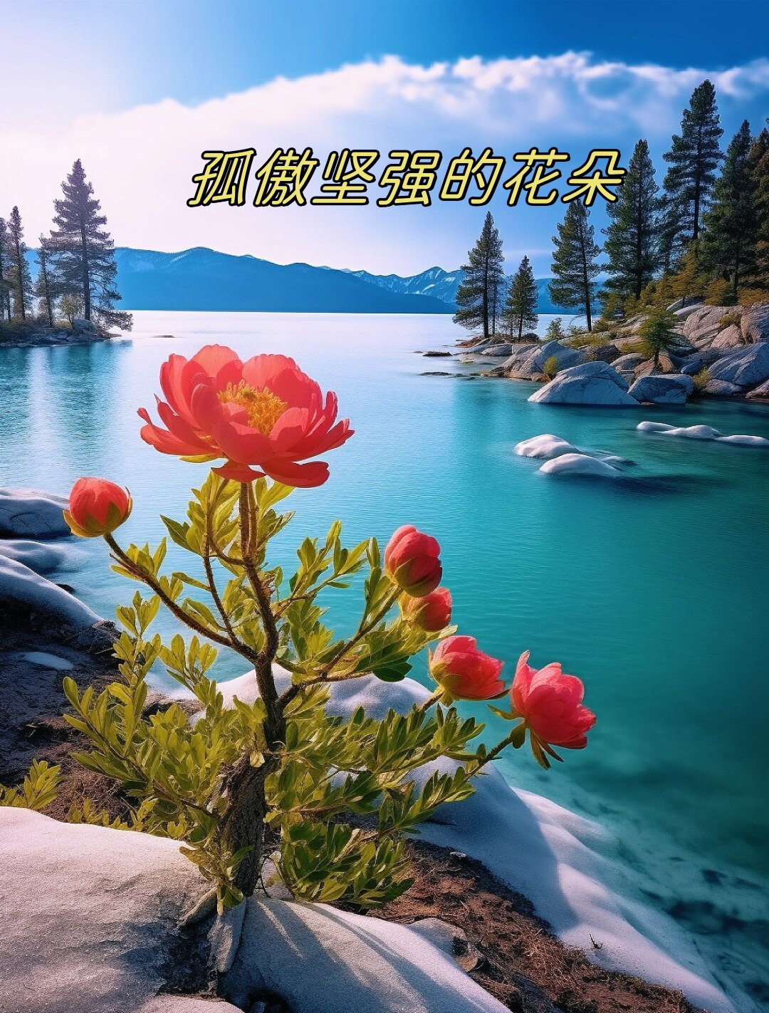 那些花朵依然傲立枝头,不畏严寒,独自绽放