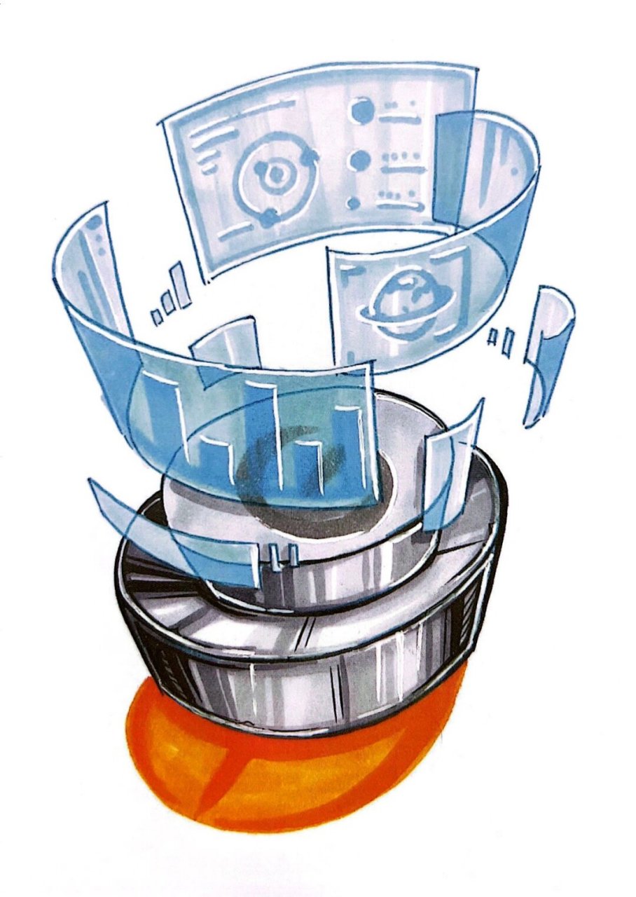 视觉传达设计考研手绘—马克笔科技元素  这组素材的主题是"未来科技"