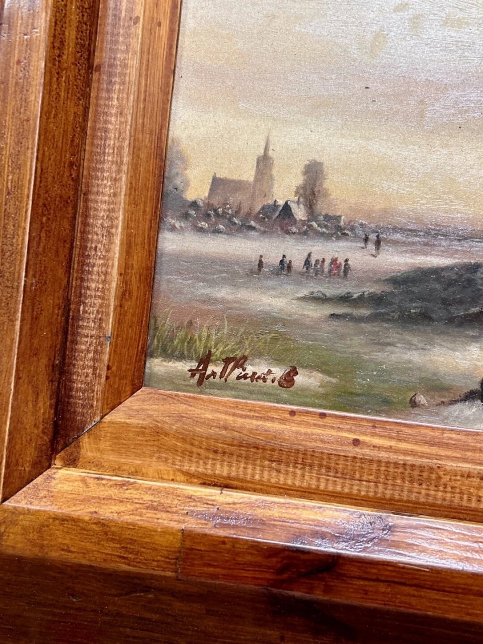 纯手绘木板老油画  购于英国古董市场的这幅纯手绘木板老油画🎨