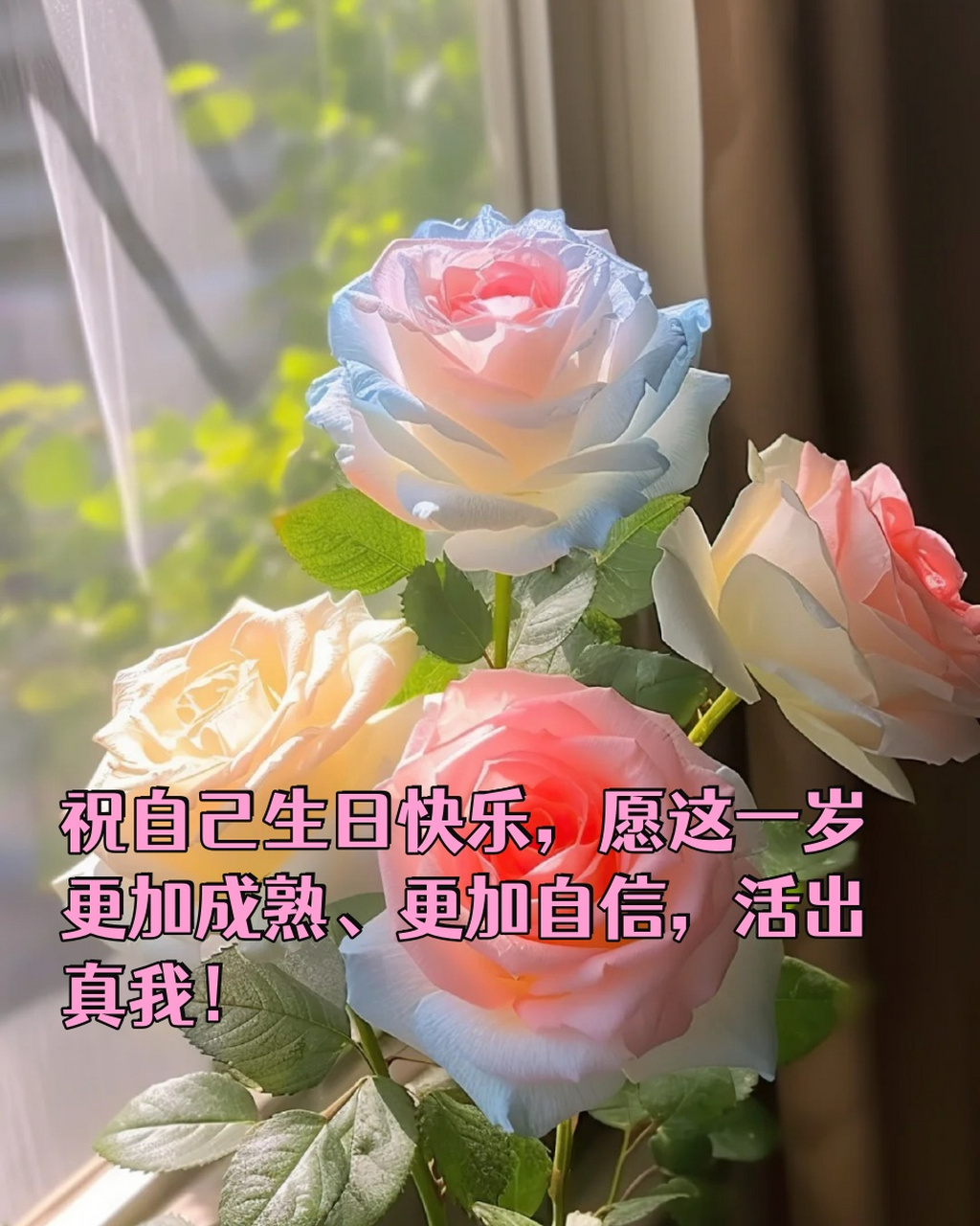 祝自己生日发朋友圈高情商句子  🎂 祝自己生日快乐,愿这一岁更加