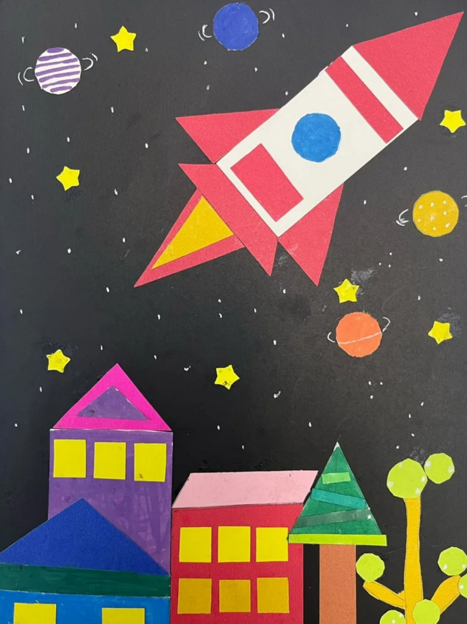 小学生几何图形创意画 最近我家孩子的数学刚好学到几何图形09这个