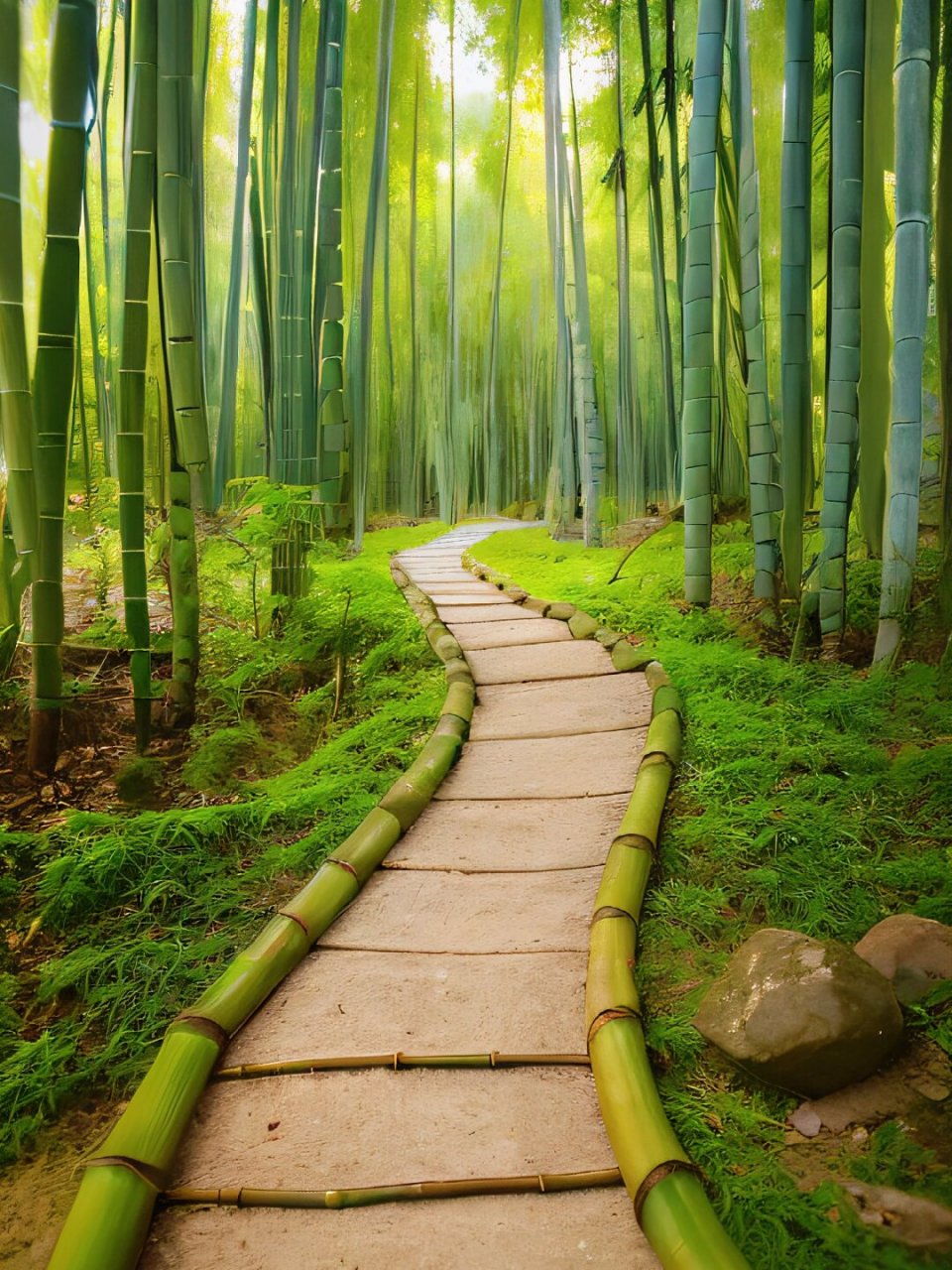 治愈竹林壁纸  映入眼帘的是一张清晨竹林的壁纸.