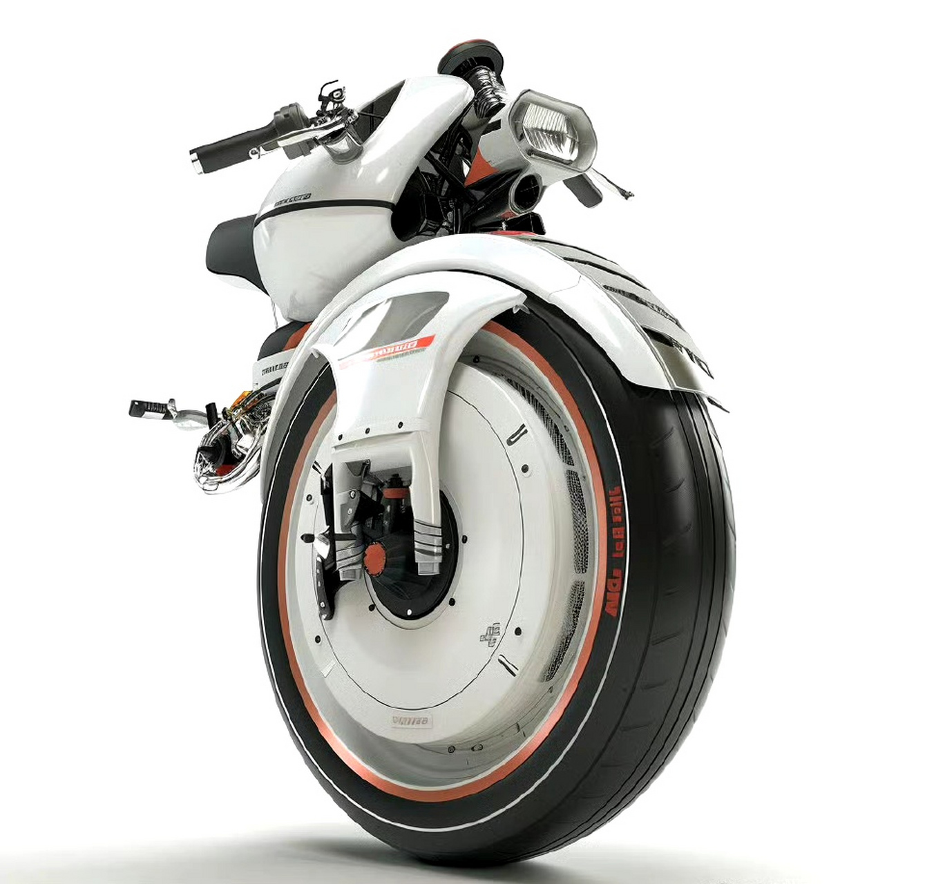 ai生成的一组科幻插画作品,描绘了不同造型的独轮摩托车,人类曾经探索