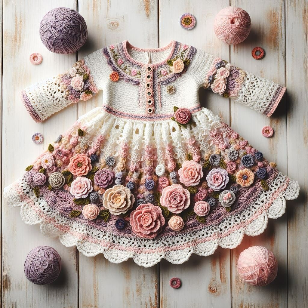 钩针编织春日花朵连衣裙