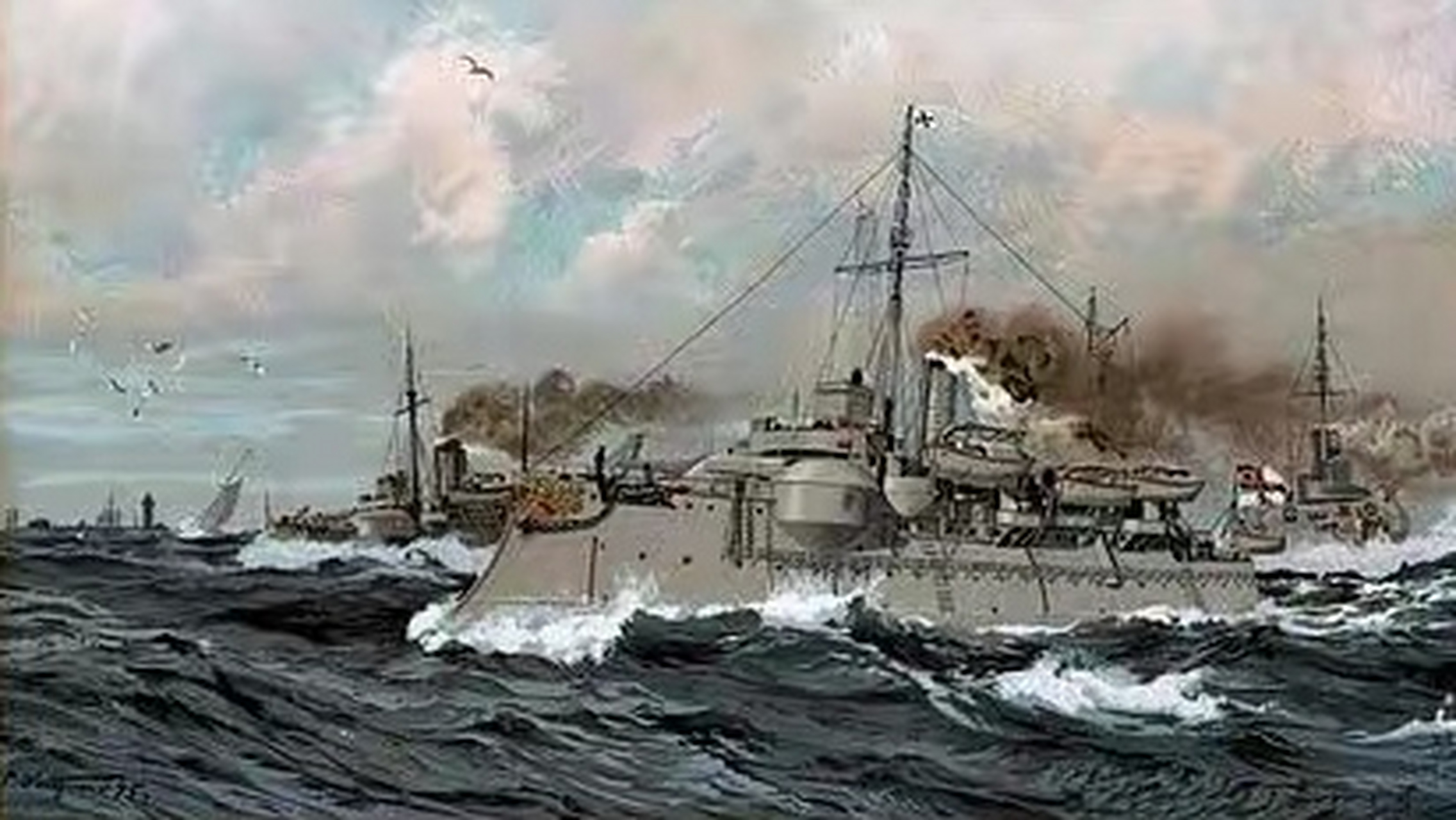 战舰欣赏:一组德国海军"齐格弗里德"级岸防铁甲舰,该舰标准排水量3500