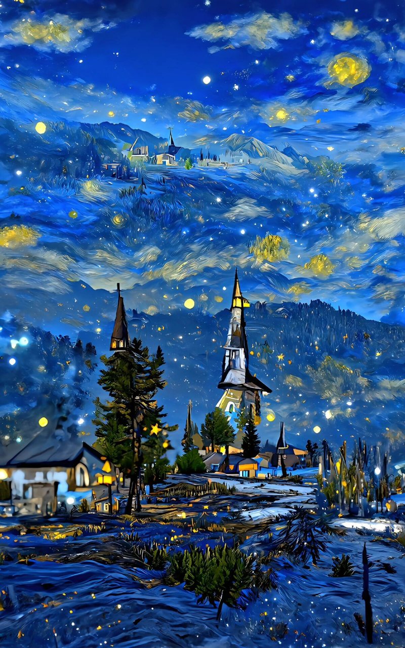 「星空画作」梵高画作壁纸～  铛铛铛!