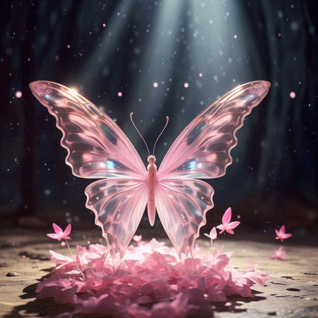 每日一只蝴蝶  在这张梦幻般的图片中,一只粉红色的蝴蝶轻轻飞舞,翅膀