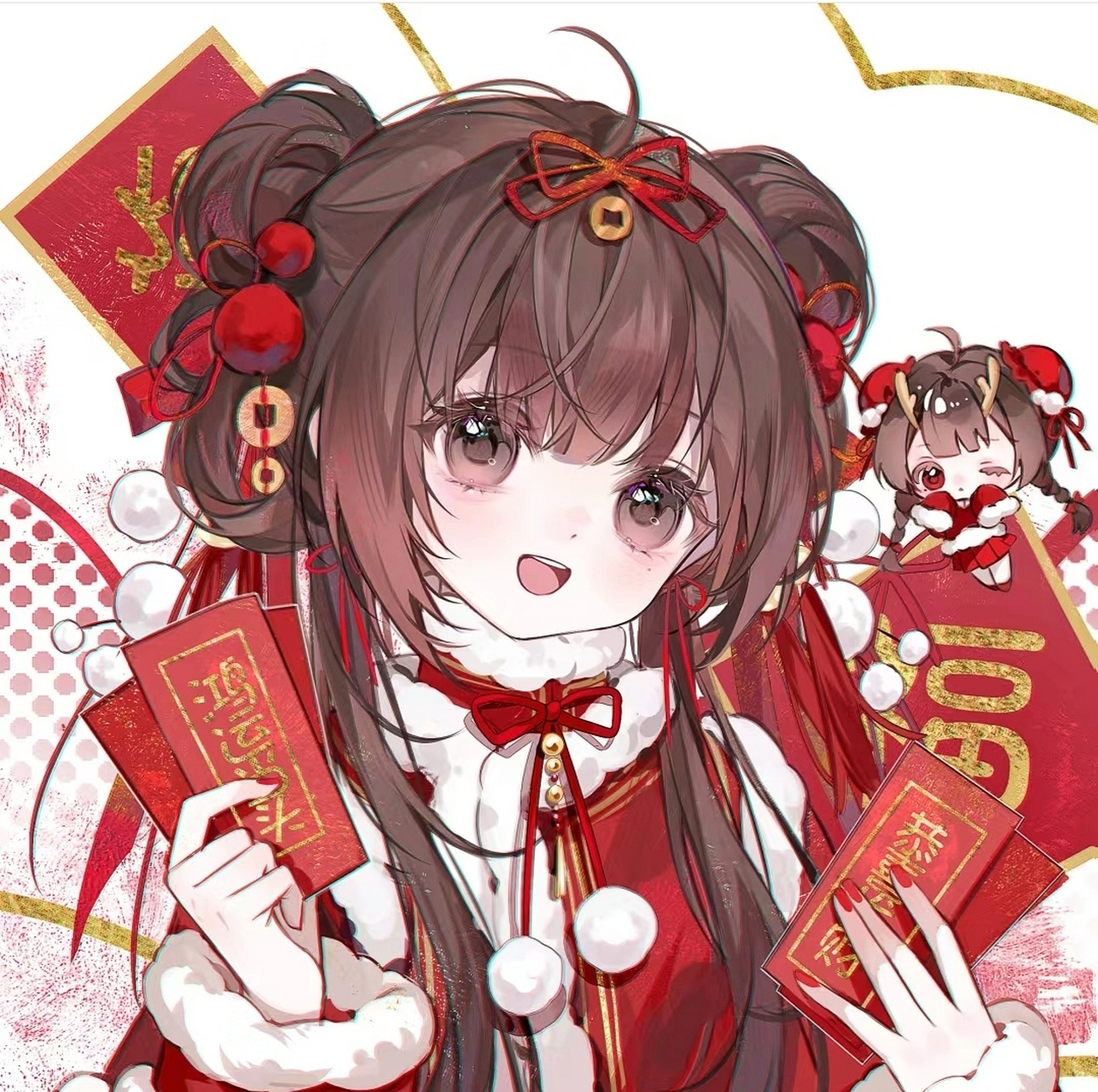 偶尔翻到的新年少女头像 [亲吻][亲吻]#二次元#  画师:一只很大的七月