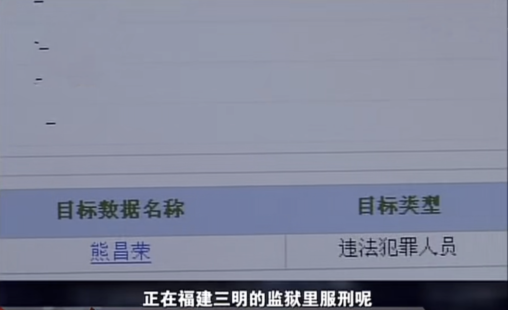 夫妇俩激动地等待结果后得知,儿子现名熊昌荣,户籍为福建三明市人.