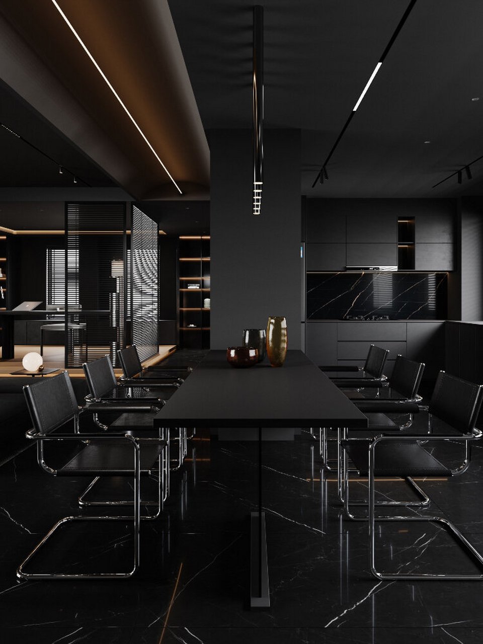 墙壁,地板和家具都披上了黑色的外衣,散发出神秘高冷的气息94.