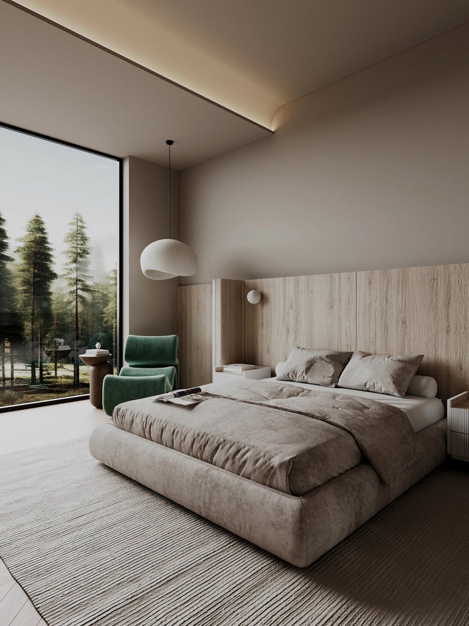 豪华别墅,鱼骨木地板温馨如画  这个卧室时,我立刻被鱼骨拼木地板所