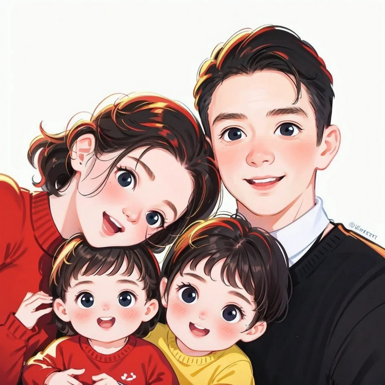 四口之家头像一女一儿图片  四口之家,幸福满满,温馨如春9393.