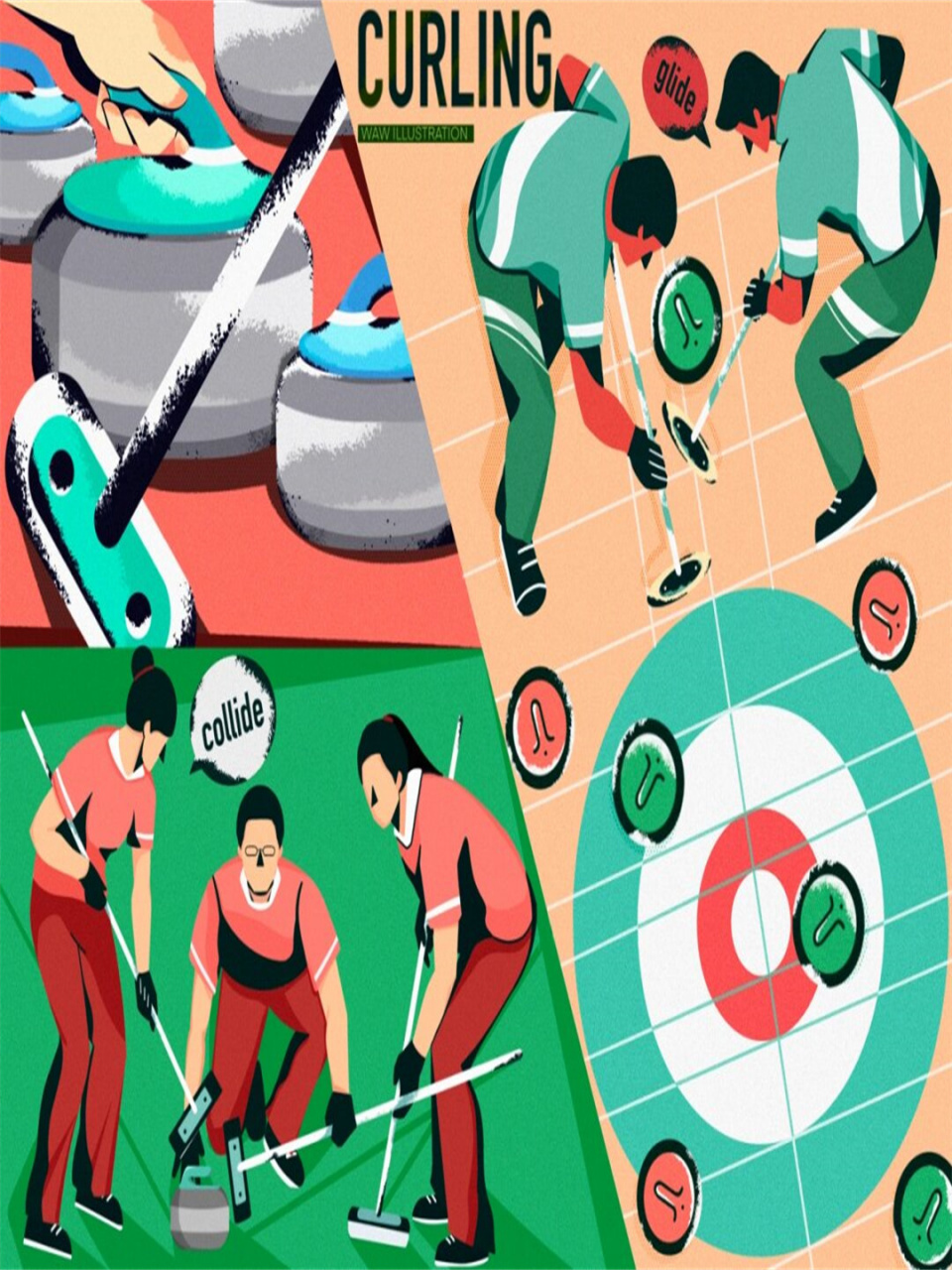 冬奥会插画—大项冰壶 curling (含过程)  00画了冬奥会大项冰壶