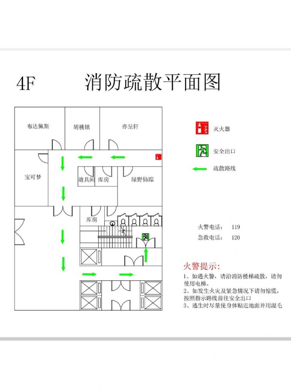 消防逃生图示意图 安全疏散图