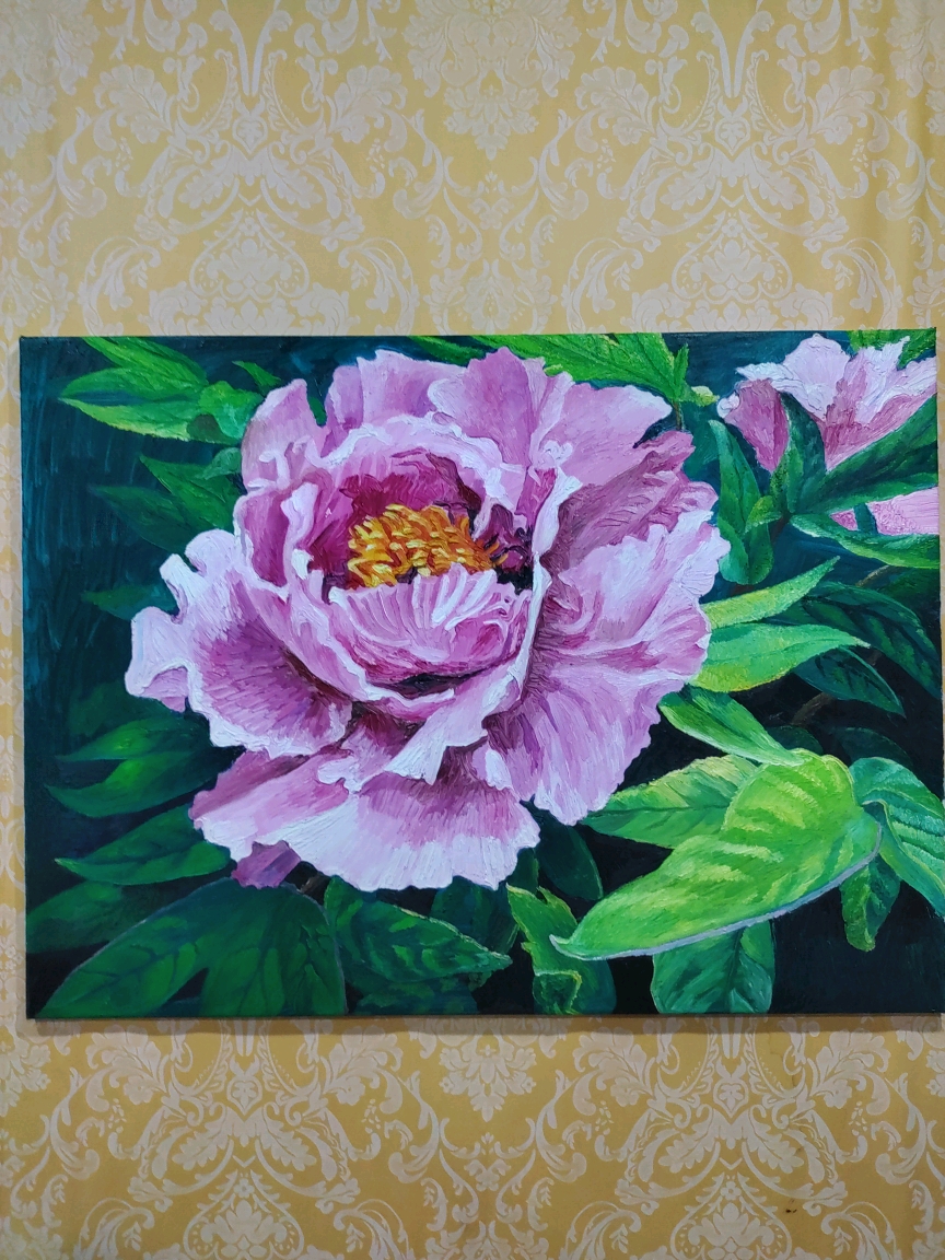原创手绘油画牡丹