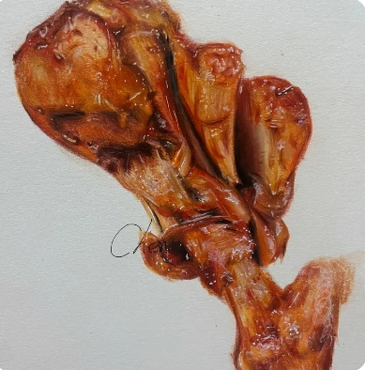 教大家画个鸡腿!先画个鸡腿草稿然后加点细节[狗子