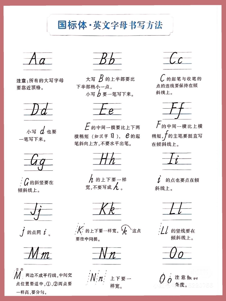 26个字母表大小写格式图片  26个英文字母标准书写