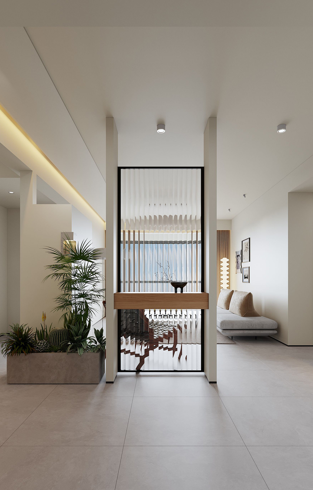 玄关 开放式的入户空间,利用长虹玻璃做隔断设计,并