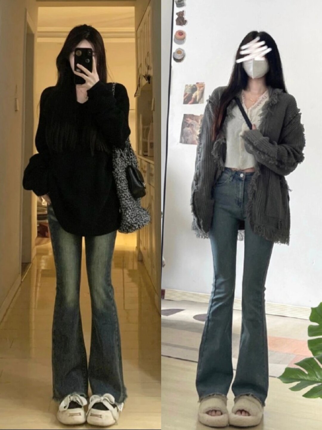 首先,喇叭裤搭配高跟鞋是经典组合,不仅能拉长腿部线条,还能增添一