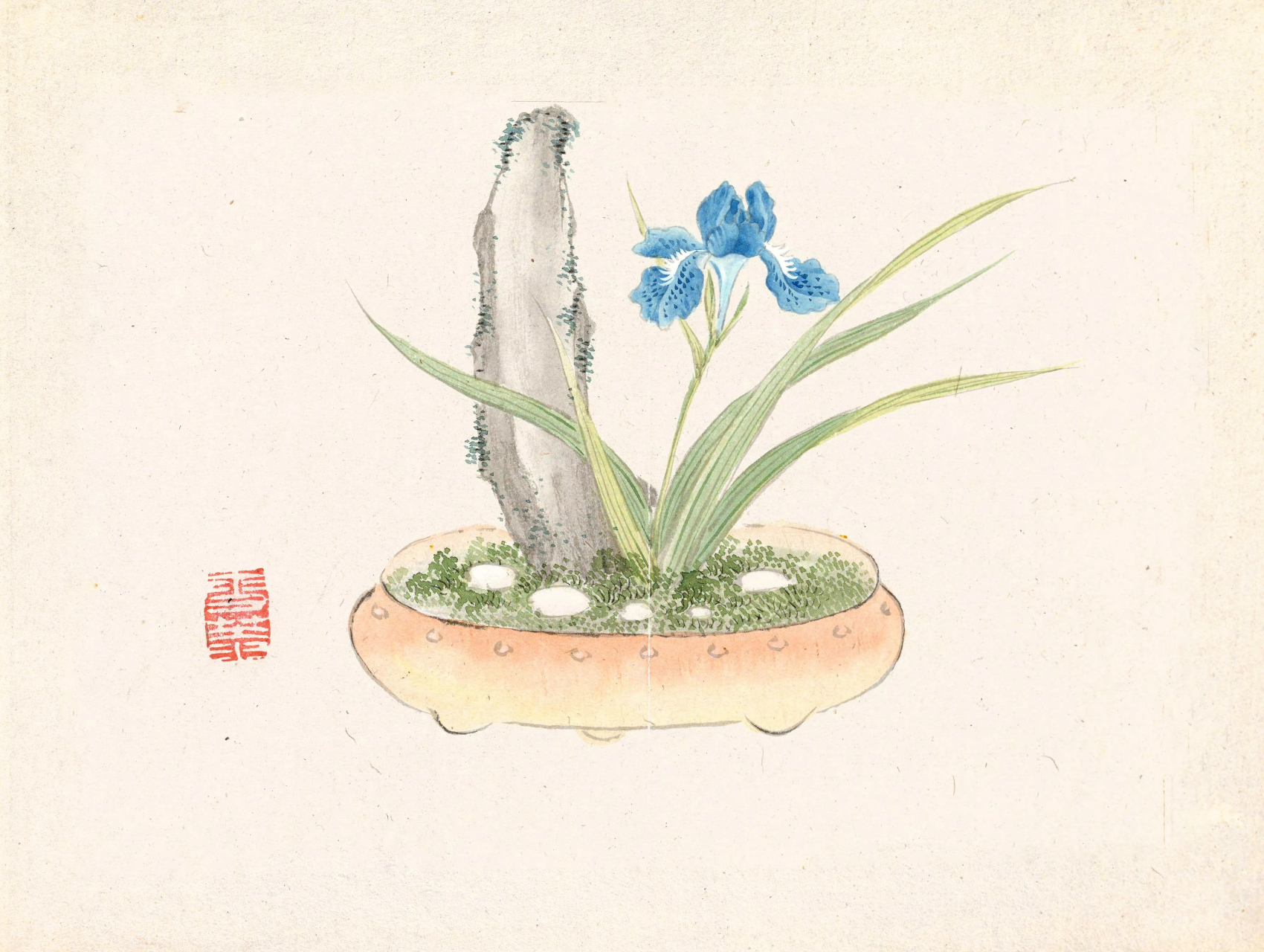 画师雪巷绘制的一组盆景国画作品,描绘了形态各异的盆栽作品,通过艺术