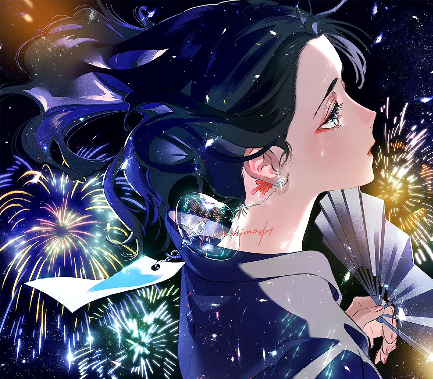 画师kaisen tobiuo动漫人物插画欣赏,用绚丽的色彩描绘了美丽的少女