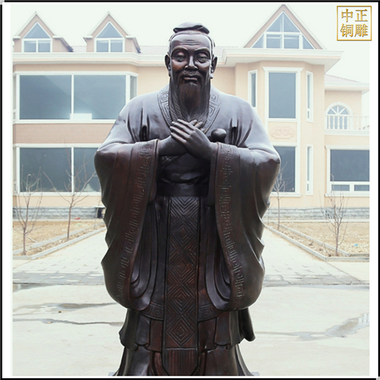 双手抱拳孔子像雕塑 孔子铜雕铸造 尊师孔子雕塑 一米孔子铜雕铸造